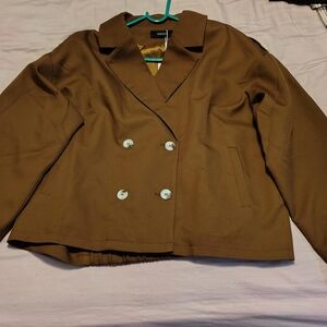 Brown Double-Breasted Women's Jacket